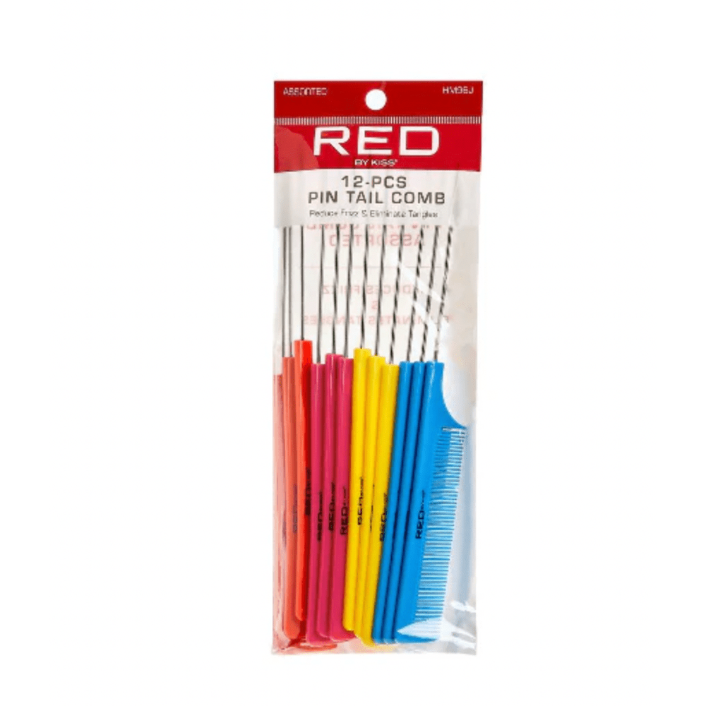Red by Kiss Pin Tail Comb Set – Assorted Colors, Heat - Resistant & Anti - Static | 12 pcs | HM96J | For Styling, Parting & Color Work - Beauty Exchange Beauty Supply
