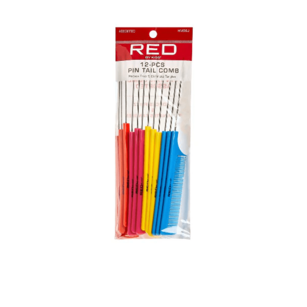 Red by Kiss Pin Tail Comb Set – Assorted Colors, Heat - Resistant & Anti - Static | 12 pcs | HM96J | For Styling, Parting & Color Work - Beauty Exchange Beauty Supply