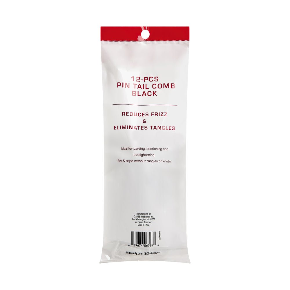 Red by Kiss Pin Tail Comb Set – Black, Heat - Resistant, Anti - Static & Sleek Finish | 12 pcs | HM94J | Professional Styling Tool - Beauty Exchange Beauty Supply