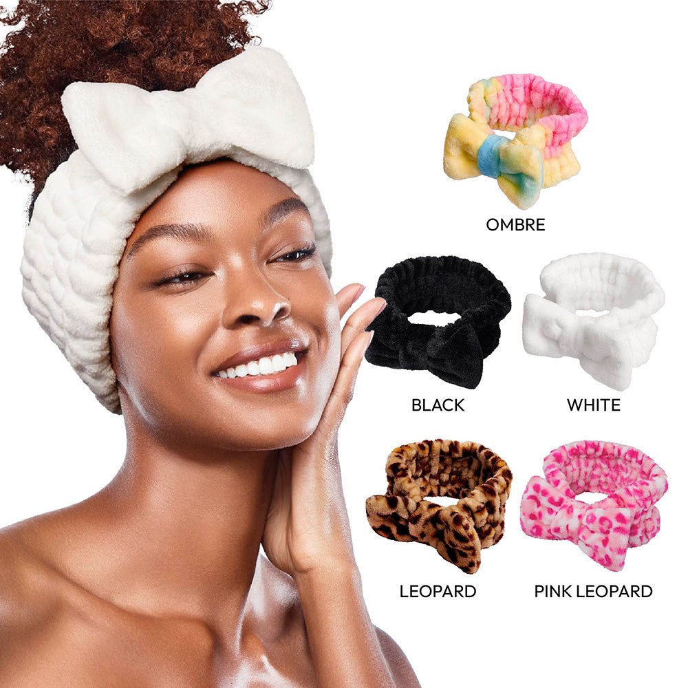 Red by Kiss Plush Spa Head Band | Soft, Stretchy & Stylish for Makeup & Skincare Routines | Black, White, Leopard, Ombre, Pink Leopard - Beauty Exchange Beauty Supply