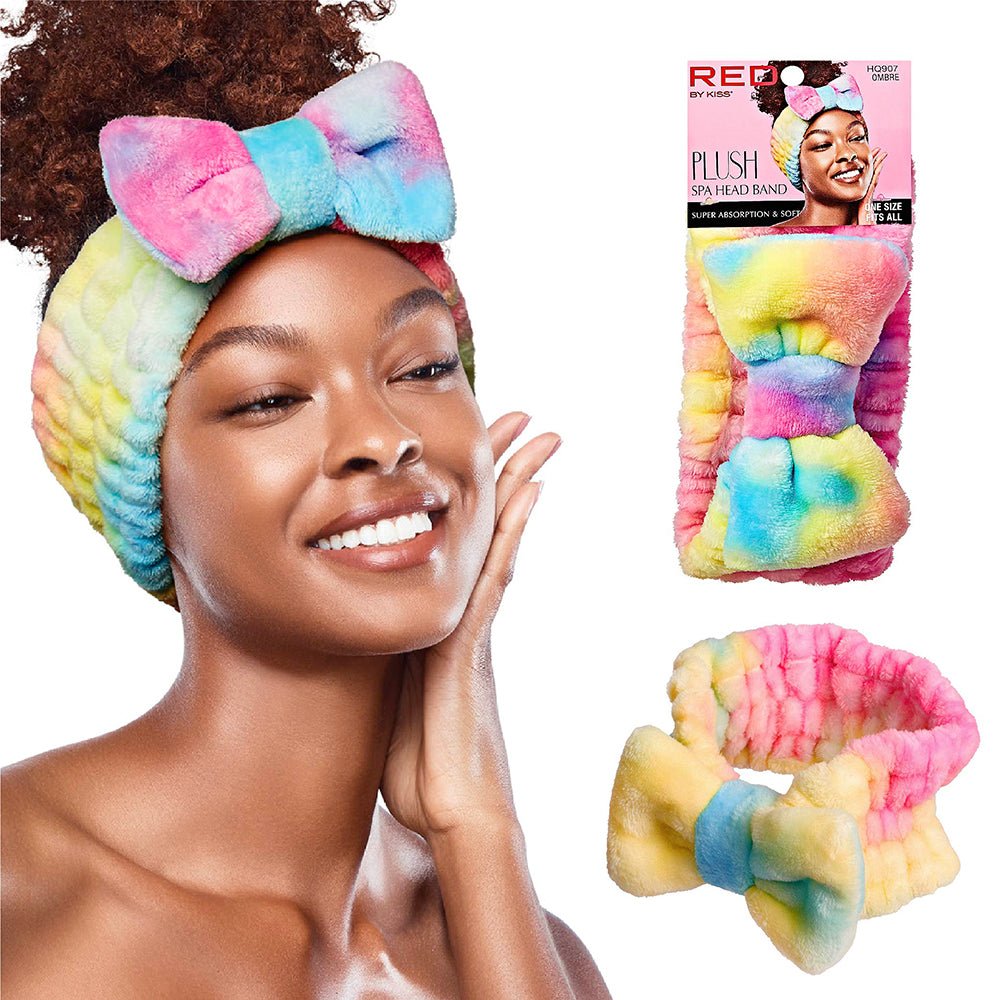 Red by Kiss Plush Spa Head Band | Soft, Stretchy & Stylish for Makeup & Skincare Routines | Black, White, Leopard, Ombre, Pink Leopard - Beauty Exchange Beauty Supply