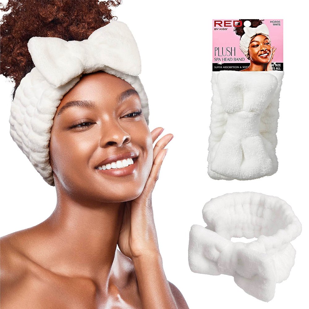 Red by Kiss Plush Spa Head Band | Soft, Stretchy & Stylish for Makeup & Skincare Routines | Black, White, Leopard, Ombre, Pink Leopard - Beauty Exchange Beauty Supply