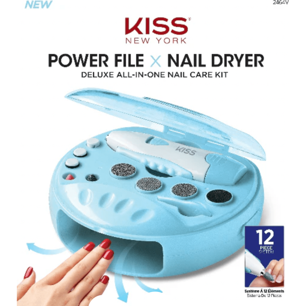 Red by Kiss Power File Nail Dryer – 12 - Piece Electric Nail File & Nail Dryer System - Beauty Exchange Beauty Supply