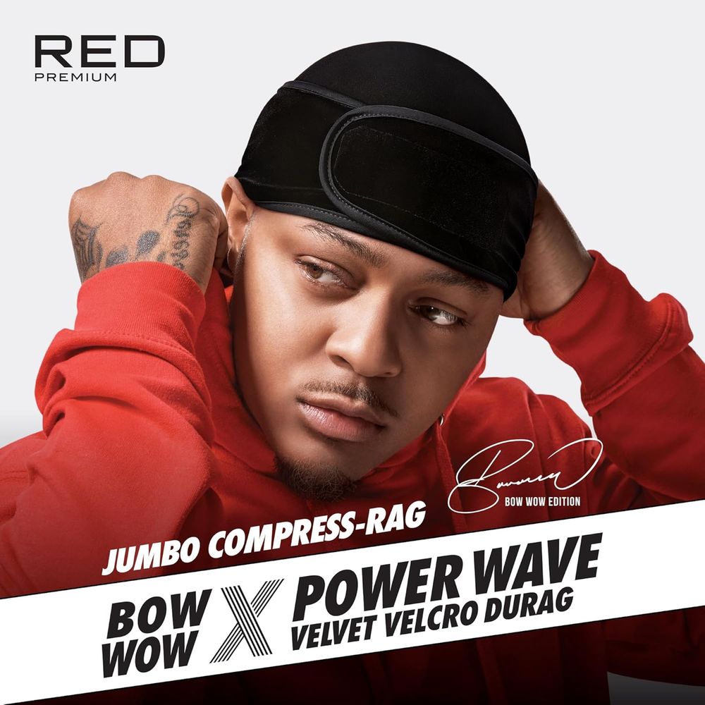 Red by Kiss Premium Bow Wow X Power Pattern Velvet Compress Rag – Max Hold & Patterned Style | Regular & Jumbo Sizes | HD 161–168 - Beauty Exchange Beauty Supply