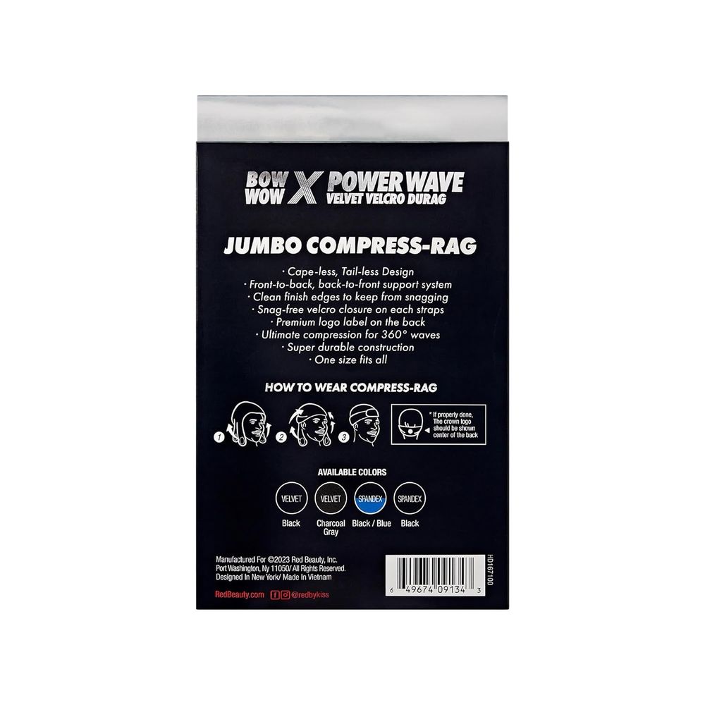 Red by Kiss Premium Bow Wow X Power Pattern Velvet Compress Rag – Max Hold & Patterned Style | Regular & Jumbo Sizes | HD 161–168 - Beauty Exchange Beauty Supply