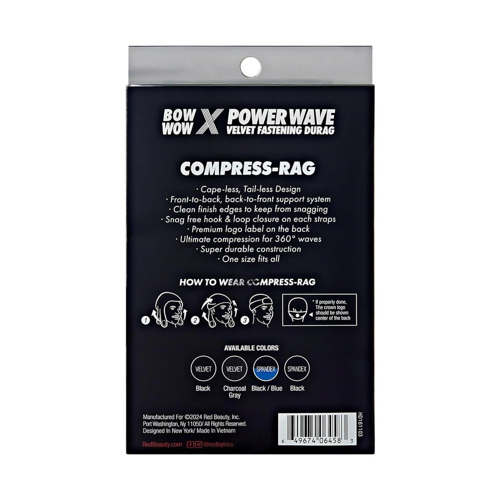 Red by Kiss Premium Bow Wow X Power Pattern Velvet Compress Rag – Max Hold & Patterned Style | Regular & Jumbo Sizes | HD 161–168 - Beauty Exchange Beauty Supply