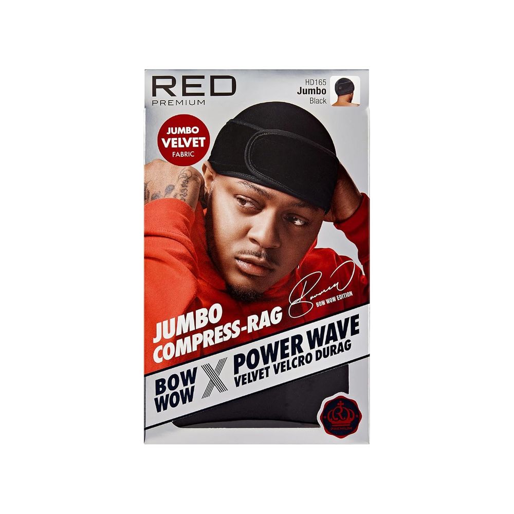 Red by Kiss Premium Bow Wow X Power Pattern Velvet Compress Rag – Max Hold & Patterned Style | Regular & Jumbo Sizes | HD 161–168 - Beauty Exchange Beauty Supply