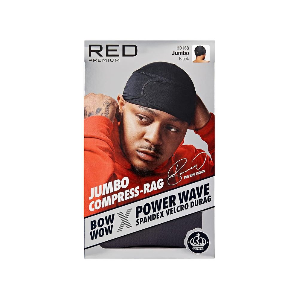 Red by Kiss Premium Bow Wow X Power Pattern Velvet Compress Rag – Max Hold & Patterned Style | Regular & Jumbo Sizes | HD 161–168 - Beauty Exchange Beauty Supply