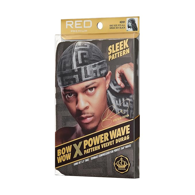 Red by Kiss Premium Bow Wow X Power Pattern Velvet Durag โ Ultra - Rich Texture & Patterned Style | H91โH93 (Velvet Finish) - Beauty Exchange Beauty Supply