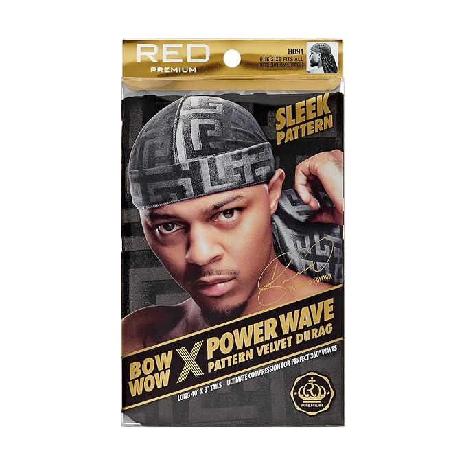 Red by Kiss Premium Bow Wow X Power Pattern Velvet Durag โ Ultra - Rich Texture & Patterned Style | H91โH93 (Velvet Finish) - Beauty Exchange Beauty Supply