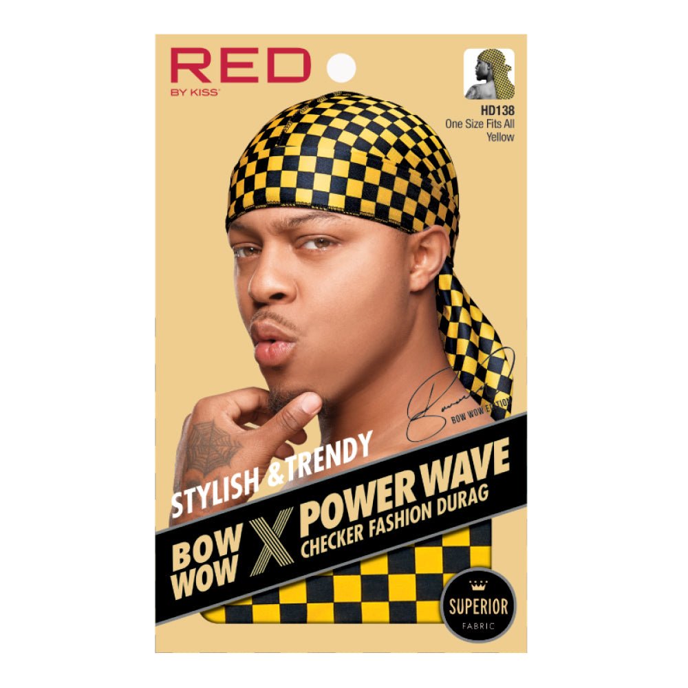Red by Kiss Premium Bow Wow X Power Wave Checker Fashion Durag โ Bold Checker Print & Wave Control | HD135โHD138 - Beauty Exchange Beauty Supply