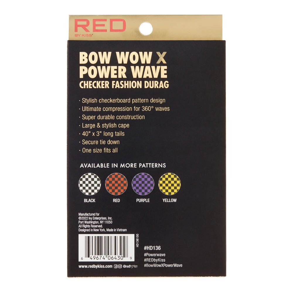 Red by Kiss Premium Bow Wow X Power Wave Checker Fashion Durag โ Bold Checker Print & Wave Control | HD135โHD138 - Beauty Exchange Beauty Supply