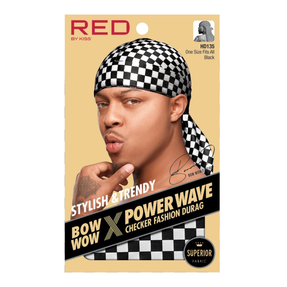 Red by Kiss Premium Bow Wow X Power Wave Checker Fashion Durag โ Bold Checker Print & Wave Control | HD135โHD138 - Beauty Exchange Beauty Supply