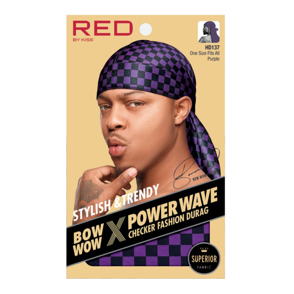 Red by Kiss Premium Bow Wow X Power Wave Checker Fashion Durag โ Bold Checker Print & Wave Control | HD135โHD138 - Beauty Exchange Beauty Supply