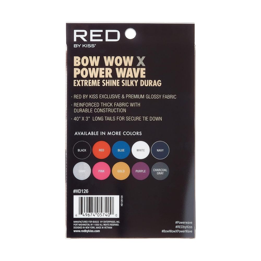 Red by Kiss Premium Bow Wow X Power Wave Extreme Shine Silky Durag – Ultra - Silky Finish & Maximum Wave Compression | HD121–HD130 - Beauty Exchange Beauty Supply