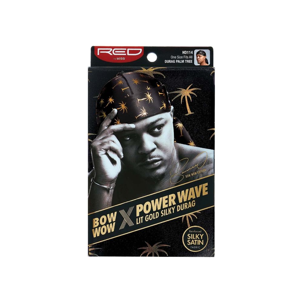 Red by Kiss Premium Bow Wow X Power Wave Lit Gold Silky Durag โ Luxe Shine, Gold - Infused Prints, and Elite Hold | HD111โHD116 - Beauty Exchange Beauty Supply