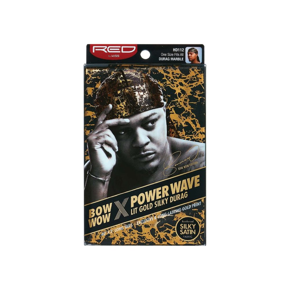 Red by Kiss Premium Bow Wow X Power Wave Lit Gold Silky Durag โ Luxe Shine, Gold - Infused Prints, and Elite Hold | HD111โHD116 - Beauty Exchange Beauty Supply