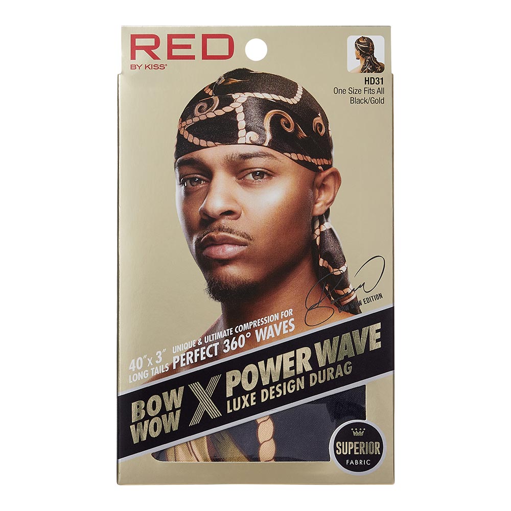 Red by Kiss Premium Bow Wow X Power Wave Luxe Design Durag – Silky Shine & Designer Look | HD31–HD34 (Luxury Styles) - Beauty Exchange Beauty Supply