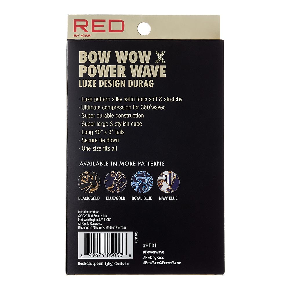 Red by Kiss Premium Bow Wow X Power Wave Luxe Design Durag – Silky Shine & Designer Look | HD31–HD34 (Luxury Styles) - Beauty Exchange Beauty Supply