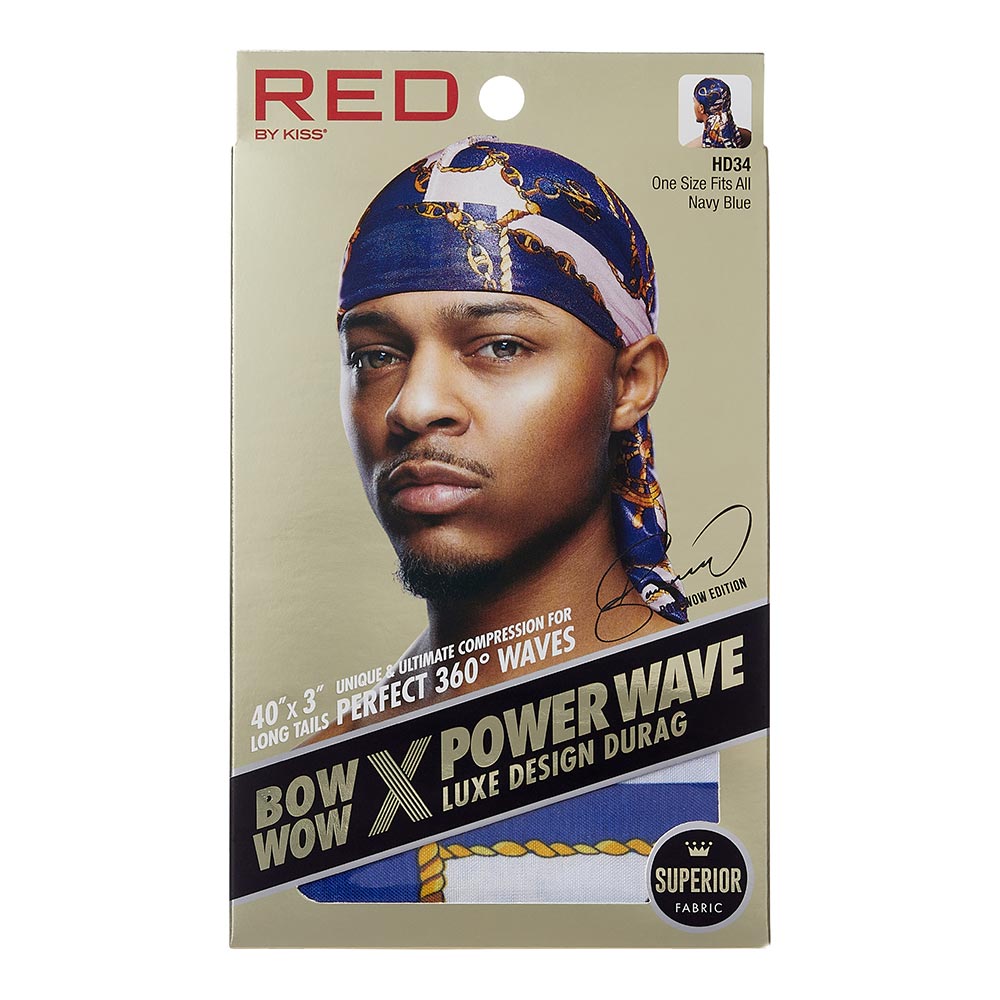 Red by Kiss Premium Bow Wow X Power Wave Luxe Design Durag – Silky Shine & Designer Look | HD31–HD34 (Luxury Styles) - Beauty Exchange Beauty Supply