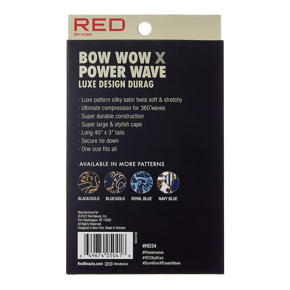 Red by Kiss Premium Bow Wow X Power Wave Luxe Design Durag – Silky Shine & Designer Look | HD31–HD34 (Luxury Styles) - Beauty Exchange Beauty Supply