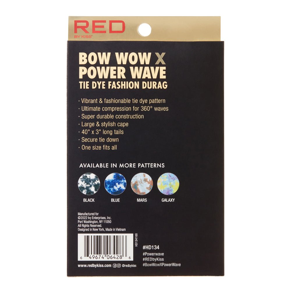 Red by Kiss Premium Bow Wow X Power Wave Tie Dye Durag – Bold Colors, Silky Compression |(3 Unique Styles) - Beauty Exchange Beauty Supply