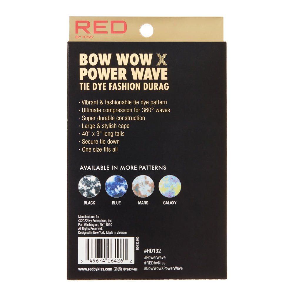 Red by Kiss Premium Bow Wow X Power Wave Tie Dye Durag – Bold Colors, Silky Compression |(3 Unique Styles) - Beauty Exchange Beauty Supply