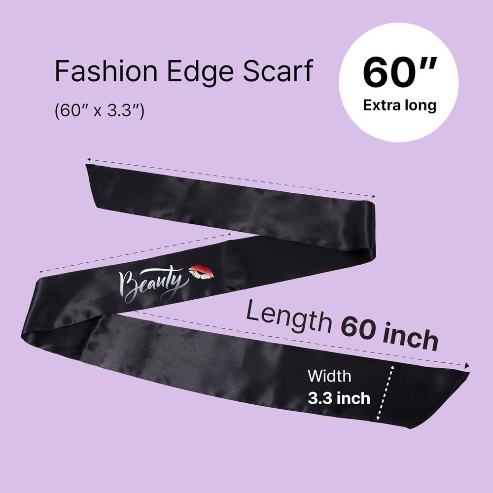 Red by Kiss Premium Silky Satin Fashion Edge Scarf – Smooth, Stylish & Mood - Matching | 60"x4" | Beauty, Glam, Super Girl & More (HQ176–HQ180) - Beauty Exchange Beauty Supply