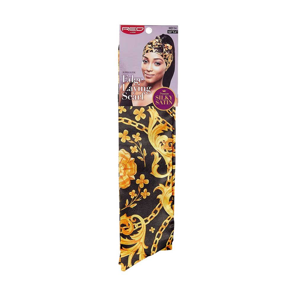 Red by Kiss Premium Silky Satin Scarf – Edge - Laying, Frizz - Free & Fashion - Ready | 60"x4" | Beige, Gold & Luxe Prints (HQ111–HQ115) - Beauty Exchange Beauty Supply
