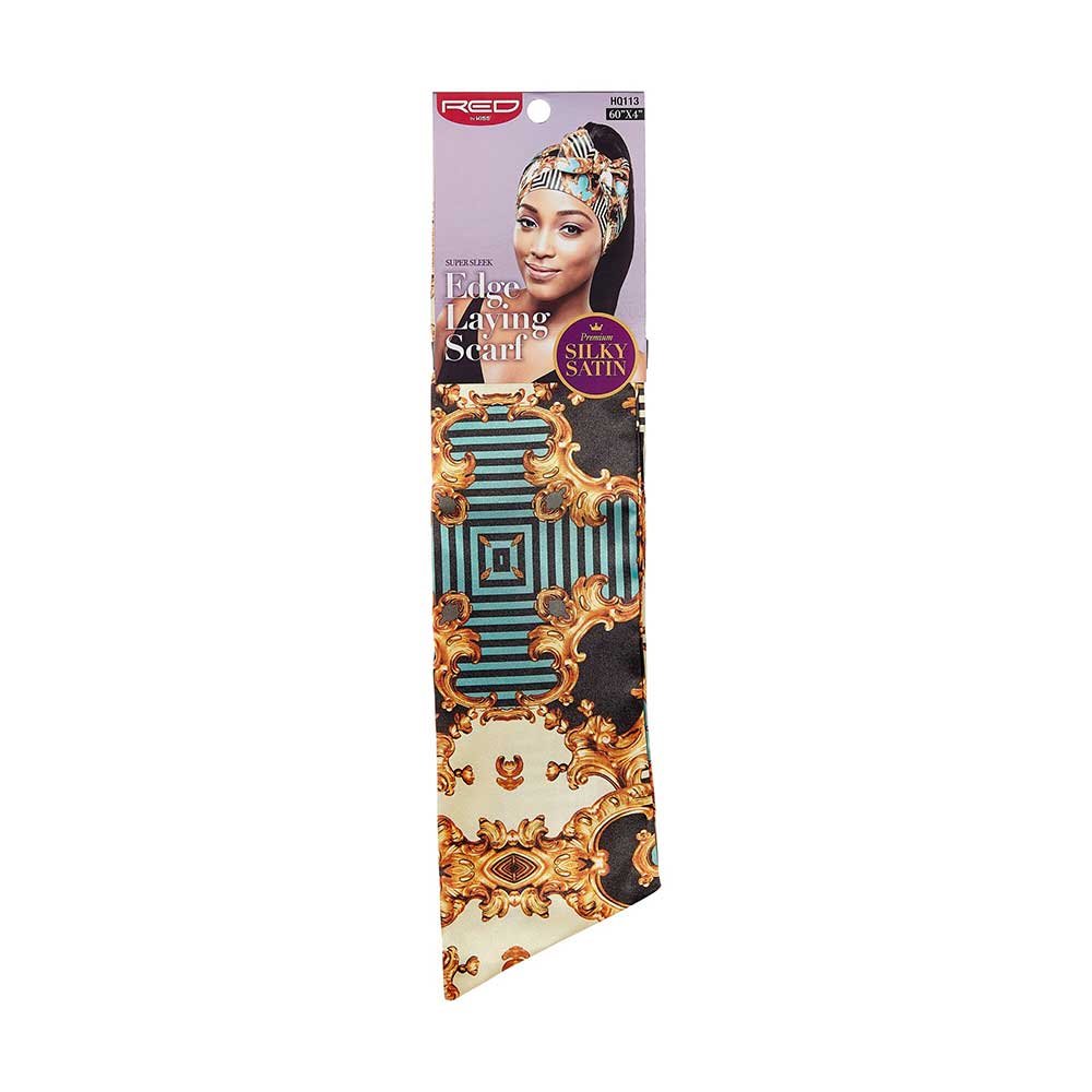 Red by Kiss Premium Silky Satin Scarf – Edge - Laying, Frizz - Free & Fashion - Ready | 60"x4" | Beige, Gold & Luxe Prints (HQ111–HQ115) - Beauty Exchange Beauty Supply