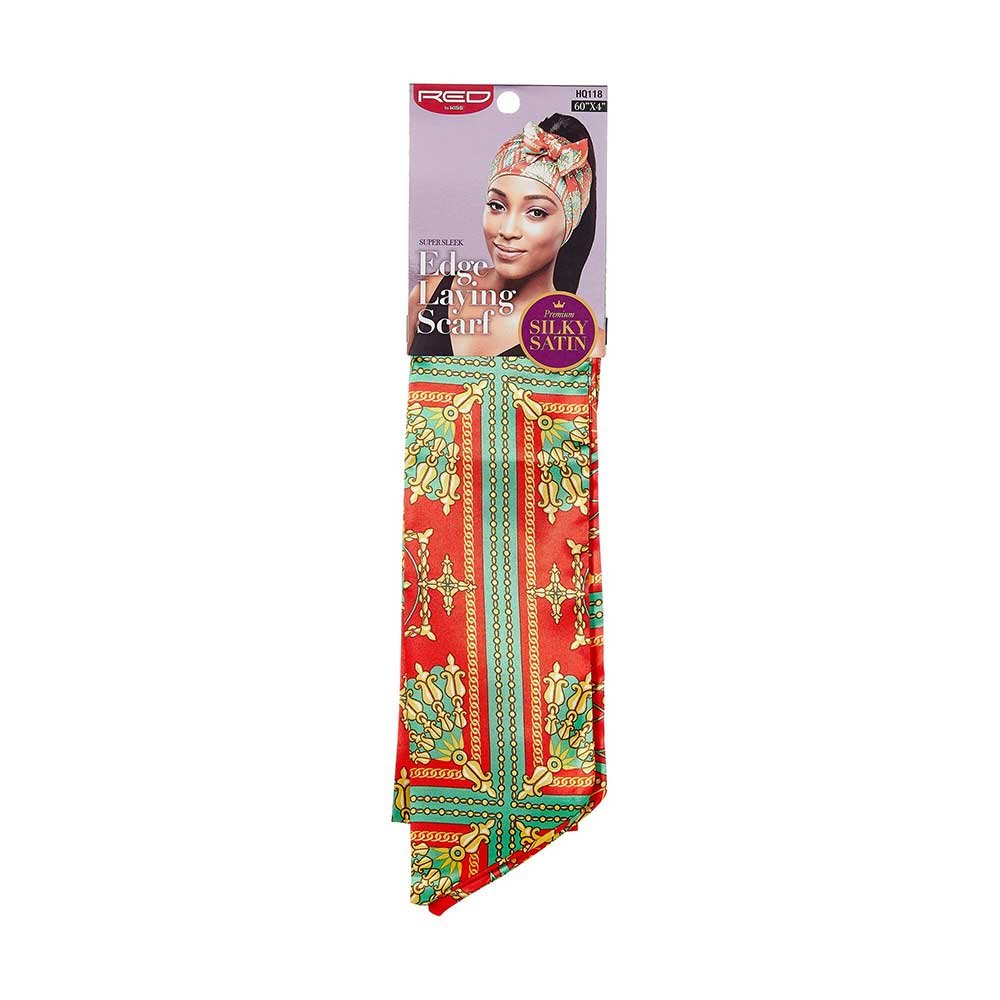 Red by Kiss Premium Silky Satin Scarf ā Smooth, Protective & Print - Perfect | 60"x4" | Paisley, Status & White Variants (HQ116āHQ120) - Beauty Exchange Beauty Supply