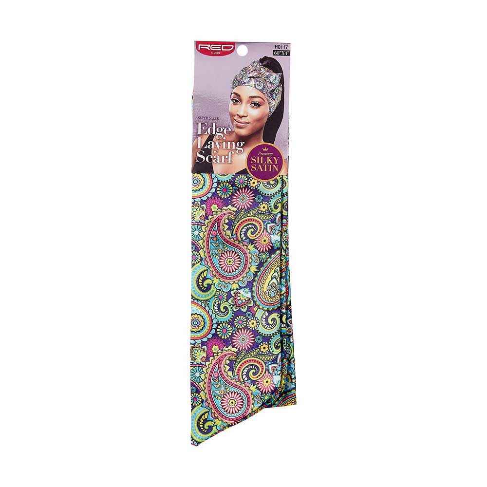 Red by Kiss Premium Silky Satin Scarf ā Smooth, Protective & Print - Perfect | 60"x4" | Paisley, Status & White Variants (HQ116āHQ120) - Beauty Exchange Beauty Supply