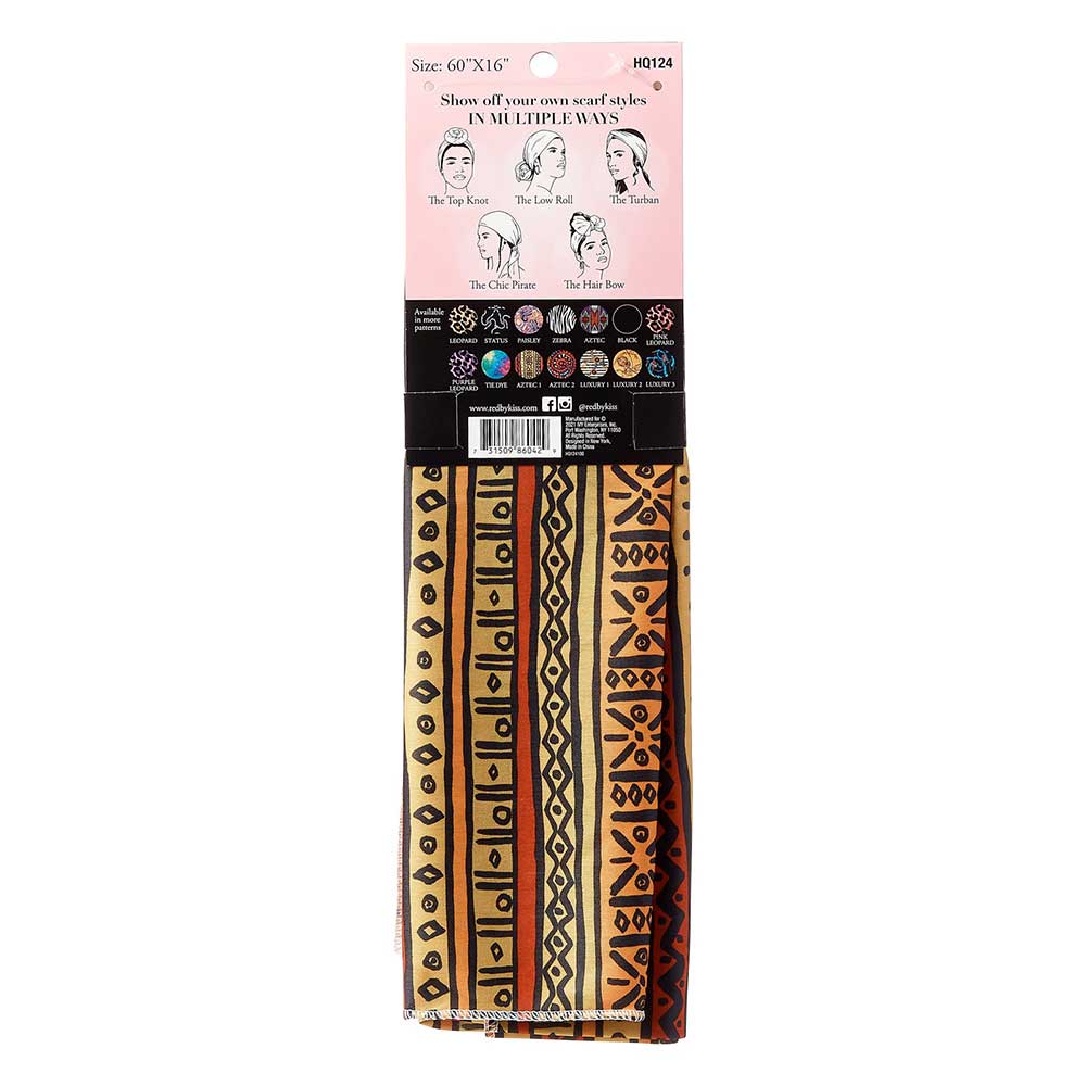 Red by Kiss Premium Soft Satin Wrap Scarf – Extra Coverage, Stylish Prints & Moisture Retention | 60"x16" | Pink Leopard, Tie Dye, Aztec & More (HQ121–HQ125) - Beauty Exchange Beauty Supply