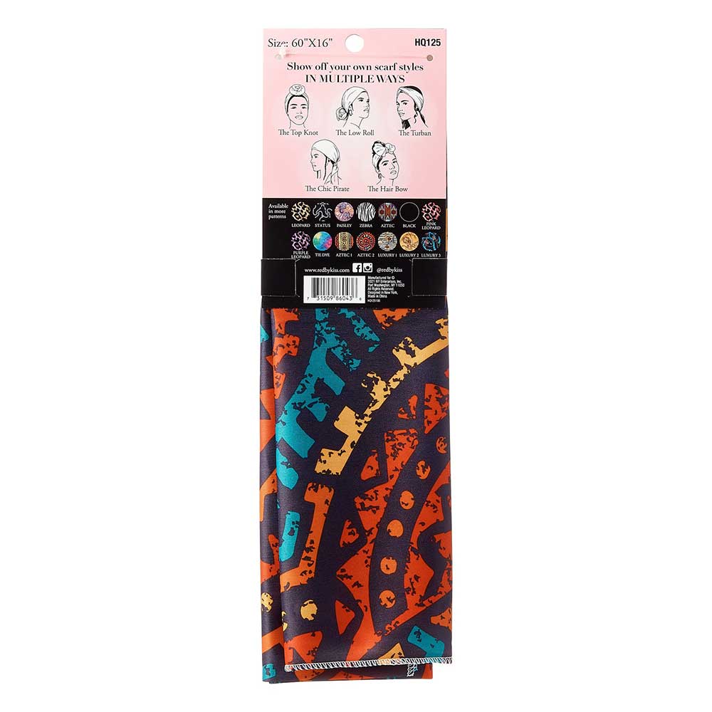 Red by Kiss Premium Soft Satin Wrap Scarf – Extra Coverage, Stylish Prints & Moisture Retention | 60"x16" | Pink Leopard, Tie Dye, Aztec & More (HQ121–HQ125) - Beauty Exchange Beauty Supply