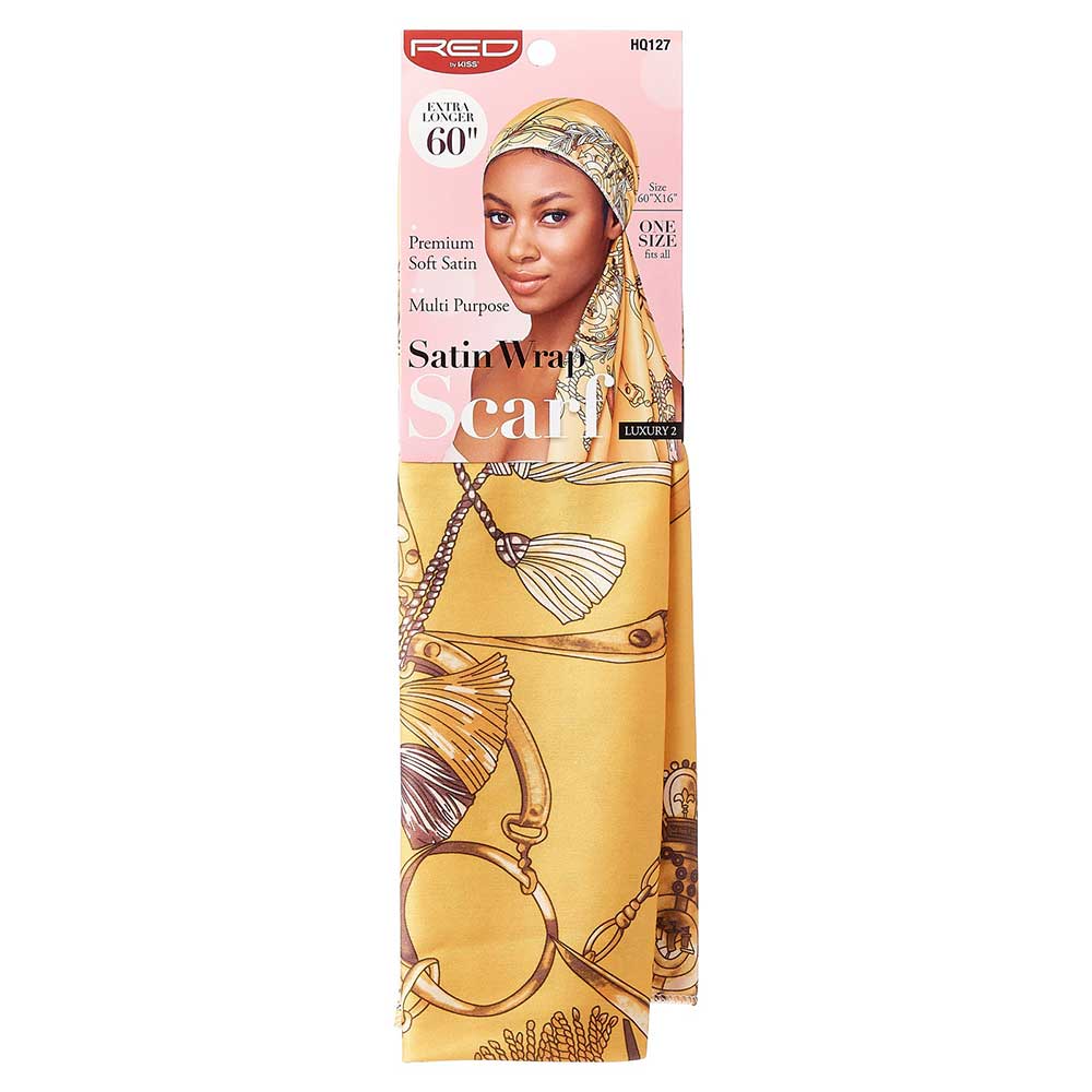 Red by Kiss Premium Soft Satin Wrap Scarf – Extra Wide, Luxe Look, & Hair - Safe Softness | 60"x16" | Luxury Prints, Grey, Yellow (HQ126–HQ131) - Beauty Exchange Beauty Supply