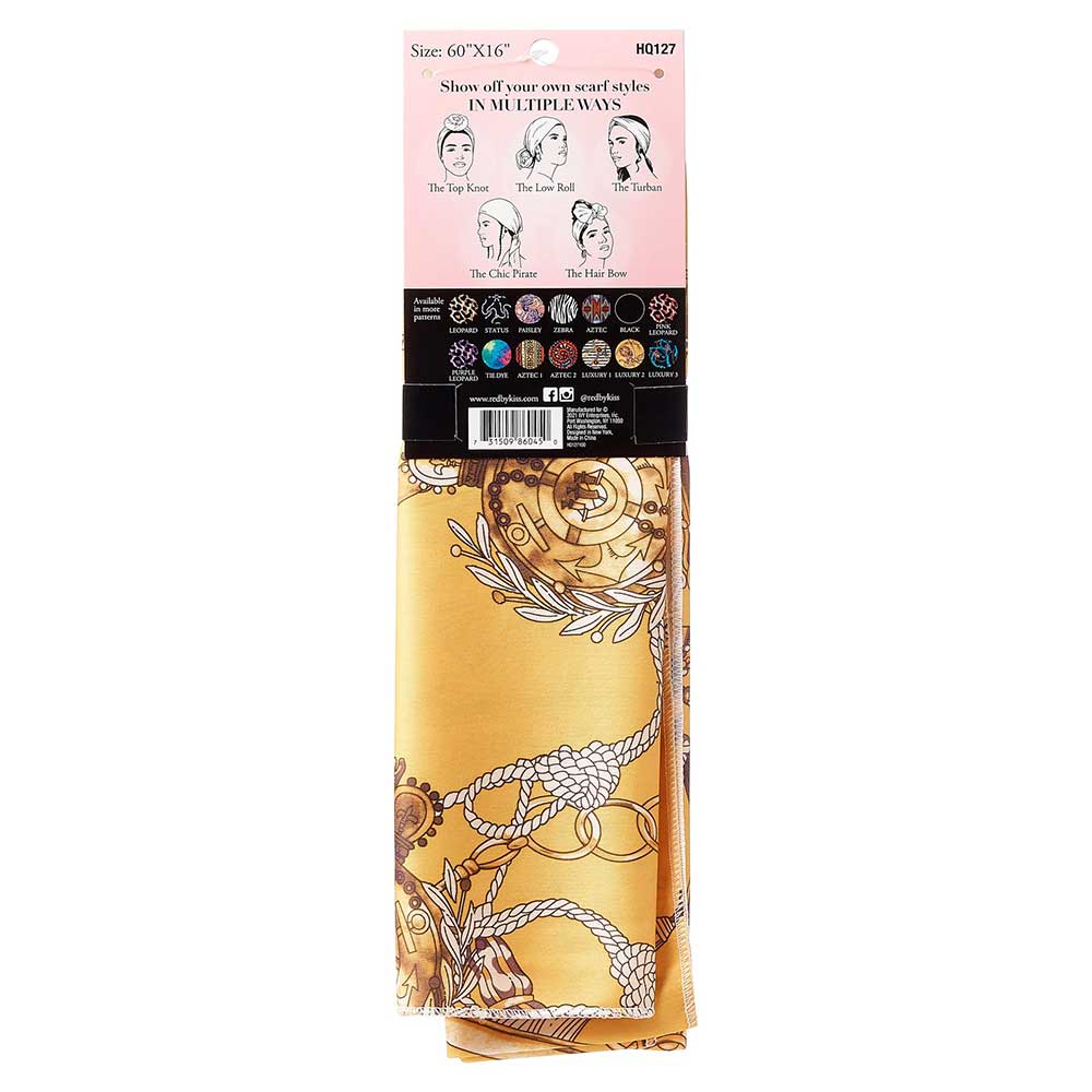 Red by Kiss Premium Soft Satin Wrap Scarf – Extra Wide, Luxe Look, & Hair - Safe Softness | 60"x16" | Luxury Prints, Grey, Yellow (HQ126–HQ131) - Beauty Exchange Beauty Supply