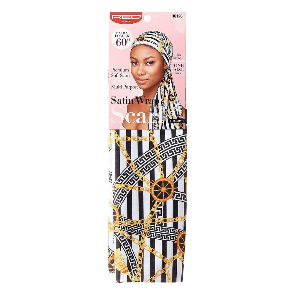 Red by Kiss Premium Soft Satin Wrap Scarf – Extra Wide, Luxe Look, & Hair - Safe Softness | 60"x16" | Luxury Prints, Grey, Yellow (HQ126–HQ131) - Beauty Exchange Beauty Supply