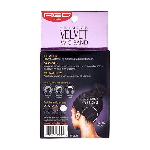 Red by Kiss Premium Velvet Wig Band – Luxury Feel, Non - Slip Grip, One Size - Beauty Exchange Beauty Supply
