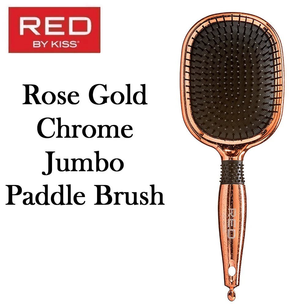 Red by Kiss Rose Gold Paddle Brush Jumbo HH33 – Smooth & Detangle in Style | Size: Jumbo Paddle - Beauty Exchange Beauty Supply