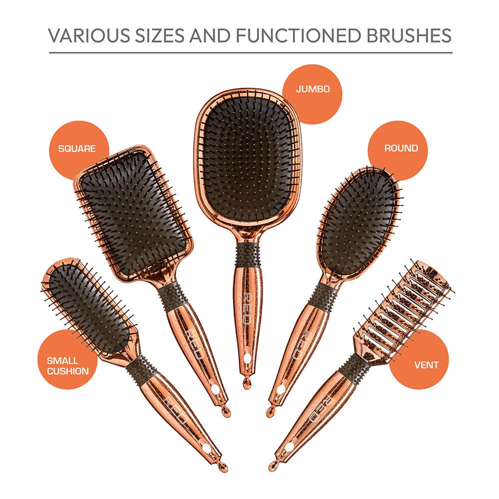 Red by Kiss Rose Gold Paddle Brush Small Cushion HH37 – Compact Comfort & Smooth Control | Size: Small Cushion Paddle - Beauty Exchange Beauty Supply
