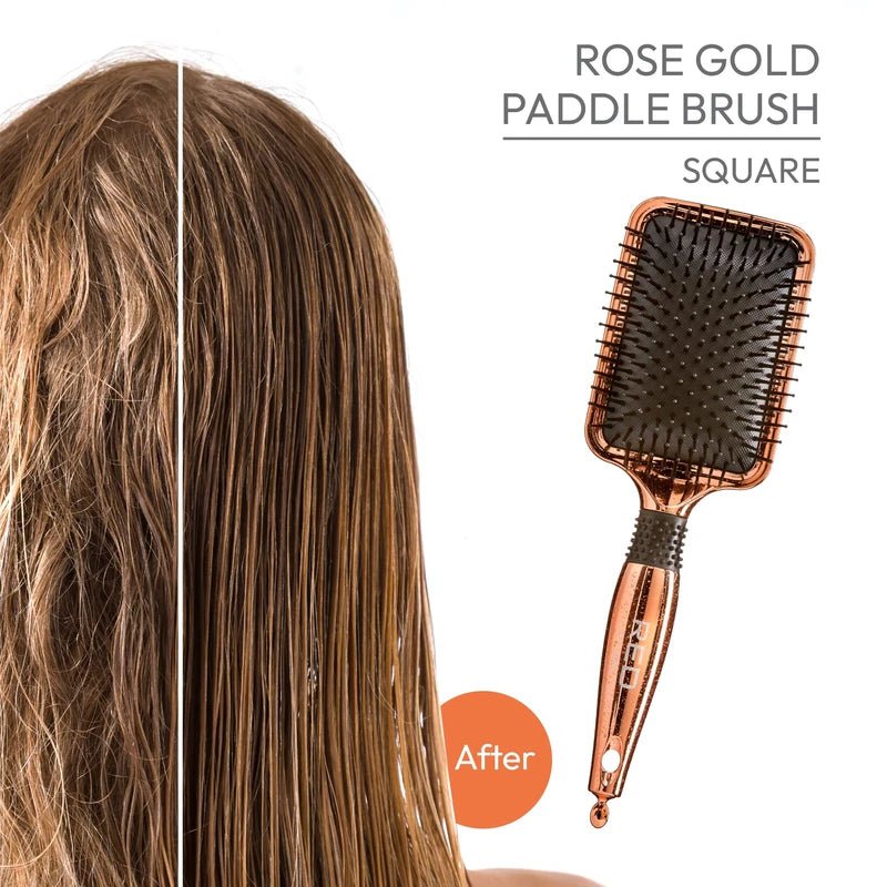 Red by Kiss Rose Gold Paddle Brush Square HH34 – Sleek, Smooth & Section with Precision | Size: Square Paddle - Beauty Exchange Beauty Supply
