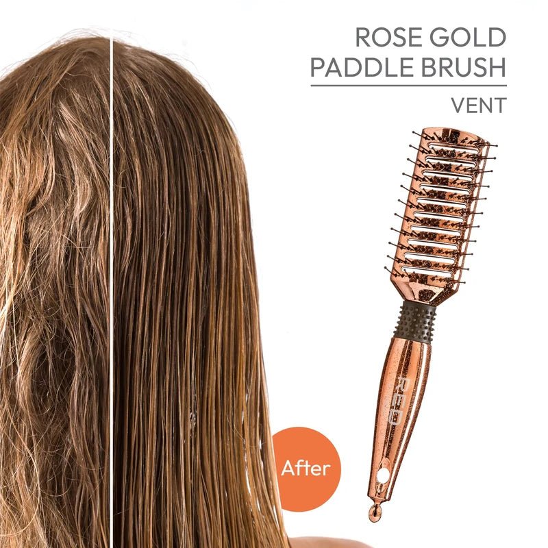 Red by Kiss Rose Gold Paddle Brush Vent HH36 – Fast - Drying, Smooth Styling in Rose Gold | Size: Vented Paddle - Beauty Exchange Beauty Supply