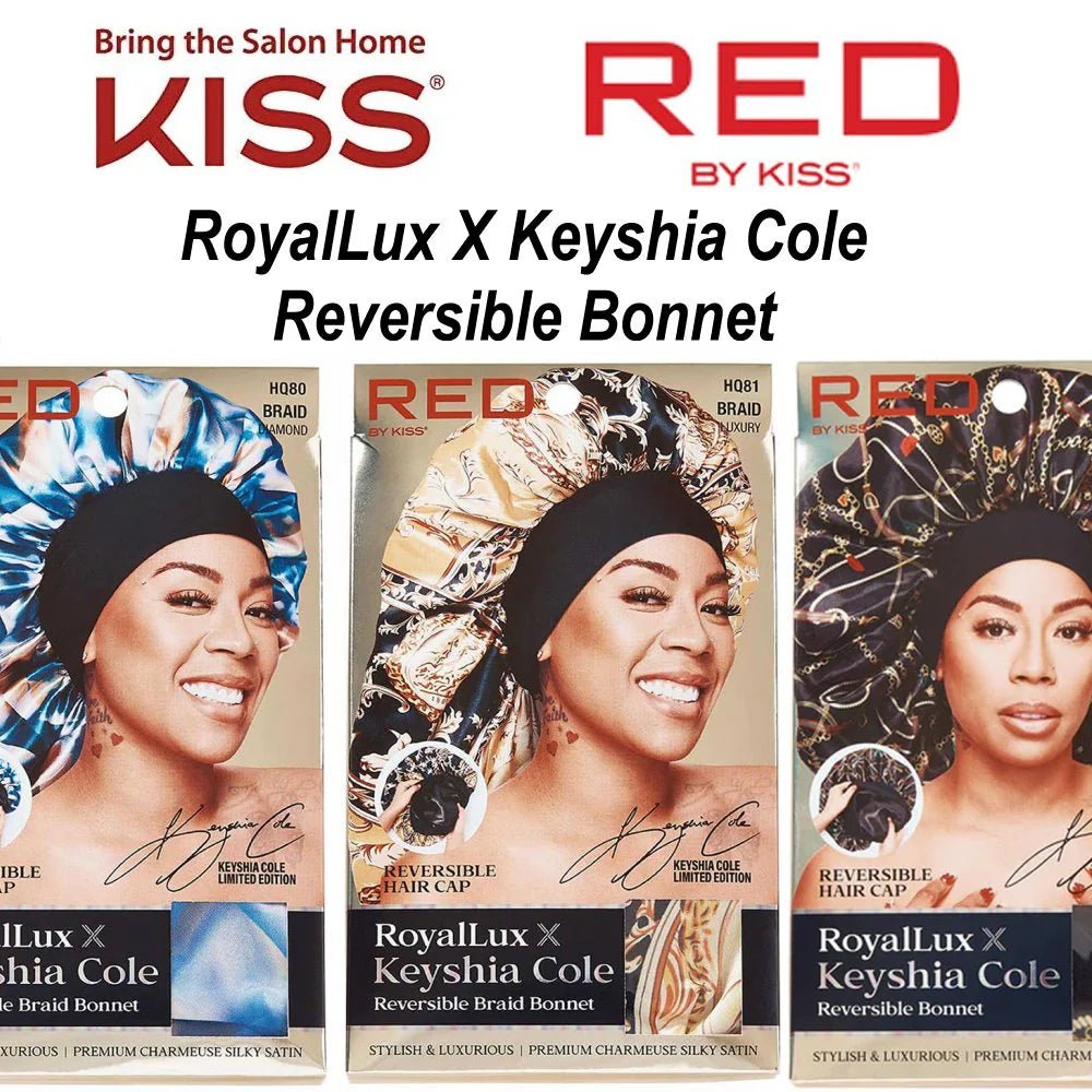 Red by Kiss Royal Lux x Keyshia Cole Reversible Bonnet – Double - Sided Glam, Edge - Friendly Fit - Beauty Exchange Beauty Supply