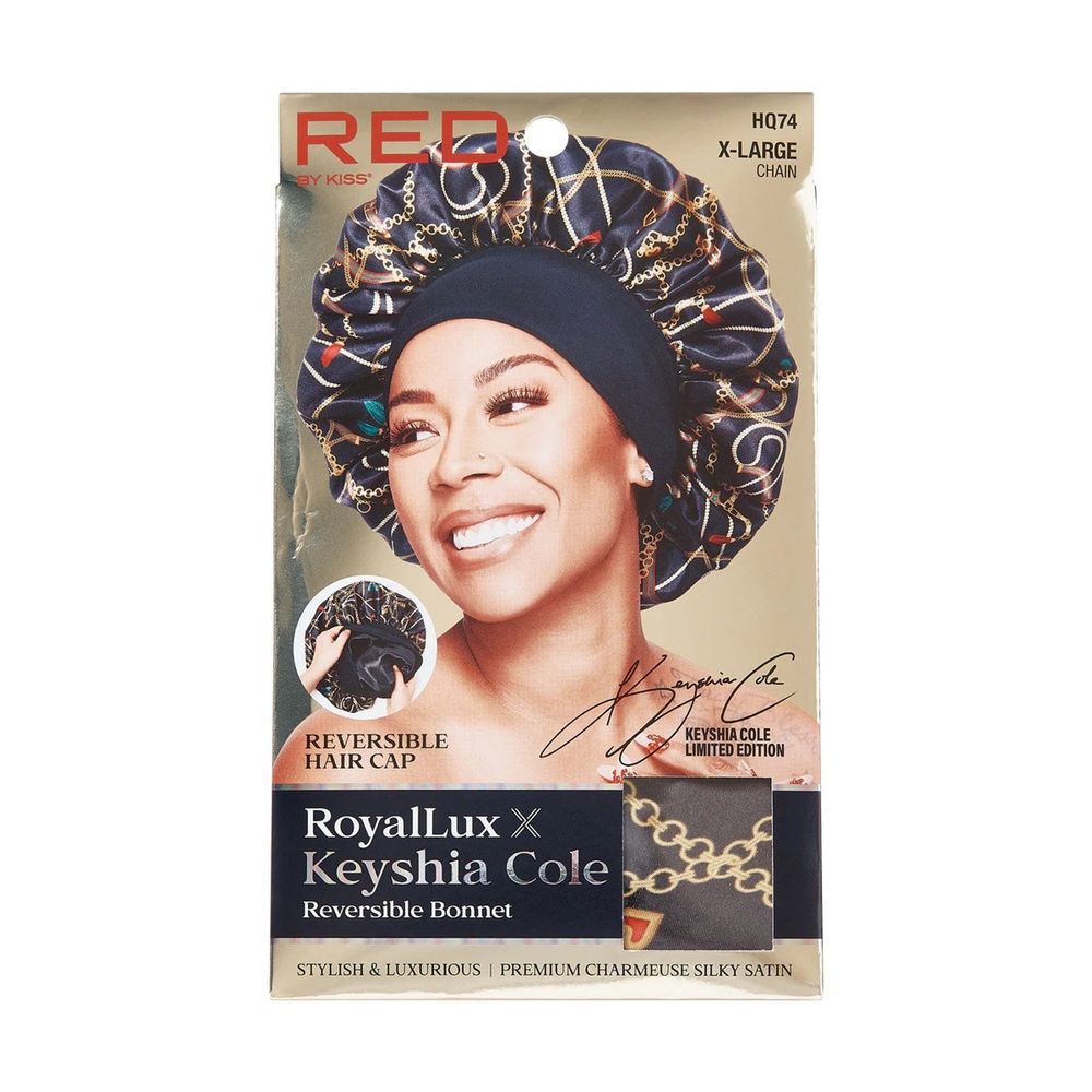 Red by Kiss Royal Lux x Keyshia Cole Reversible Bonnet – Two - Sided Satin Glam, Edge - Friendly Comfort (One Size) - Beauty Exchange Beauty Supply