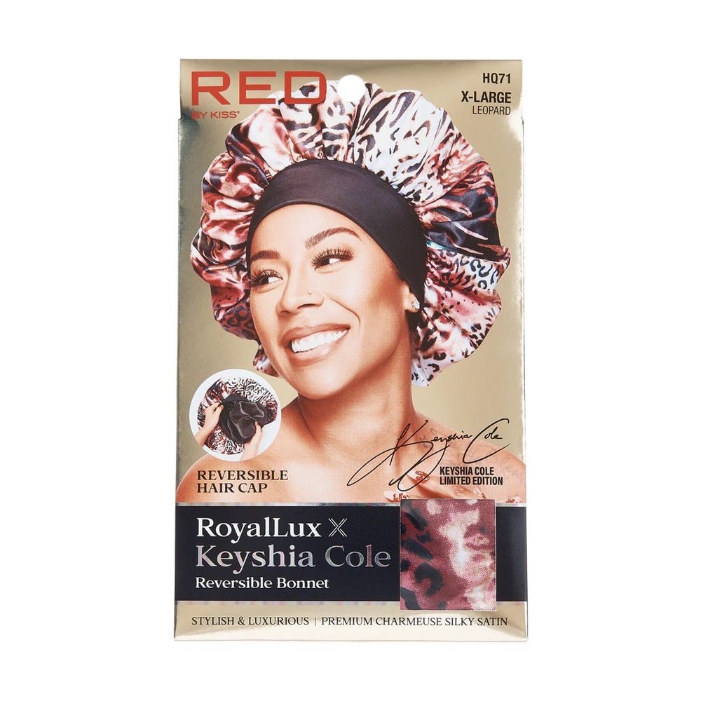 Red by Kiss Royal Lux x Keyshia Cole Reversible Bonnet – Two - Sided Satin Glam, Edge - Friendly Comfort (One Size) - Beauty Exchange Beauty Supply