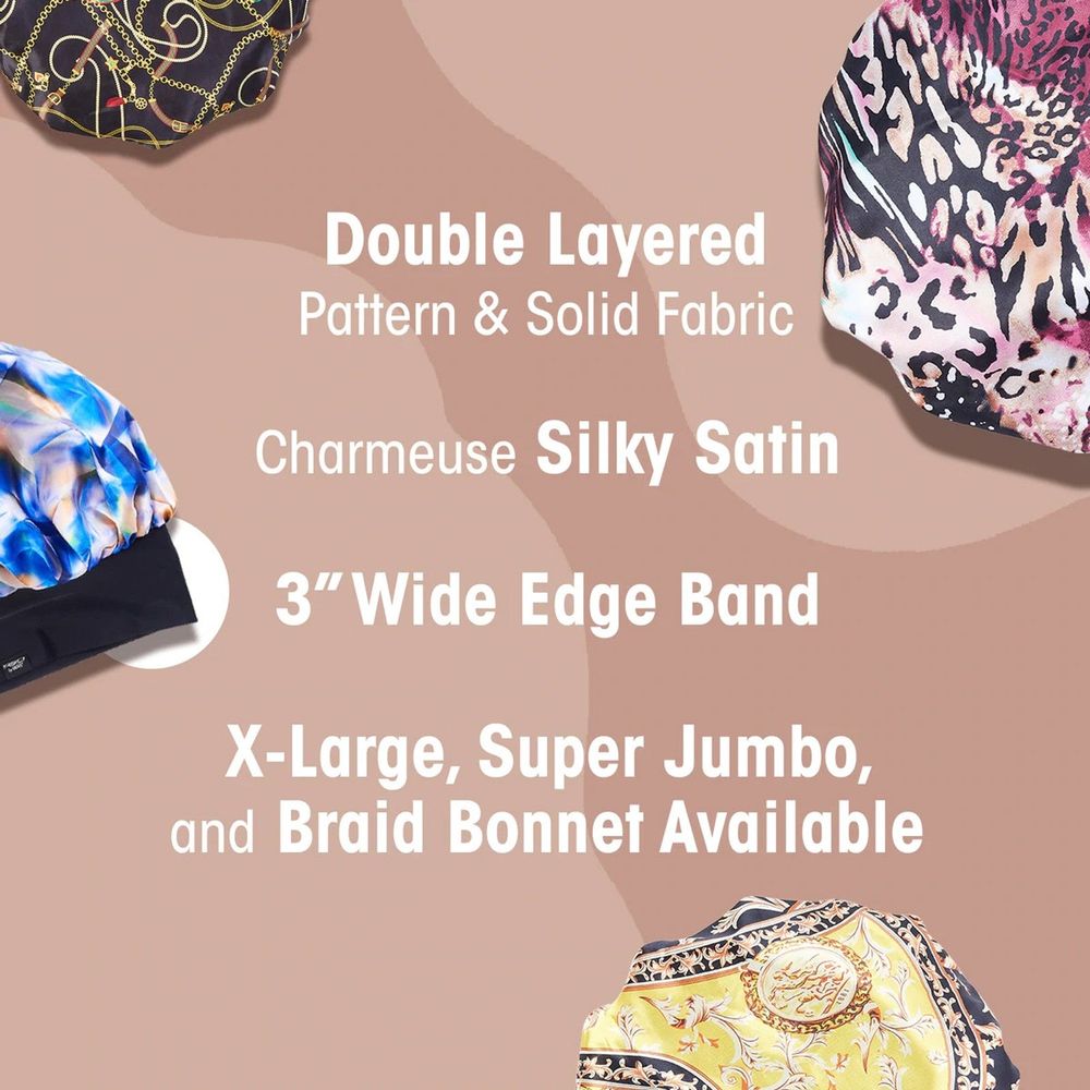 Red by Kiss Royal Lux x Keyshia Cole Reversible Bonnet – Two - Sided Satin Glam, Edge - Friendly Comfort (One Size) - Beauty Exchange Beauty Supply