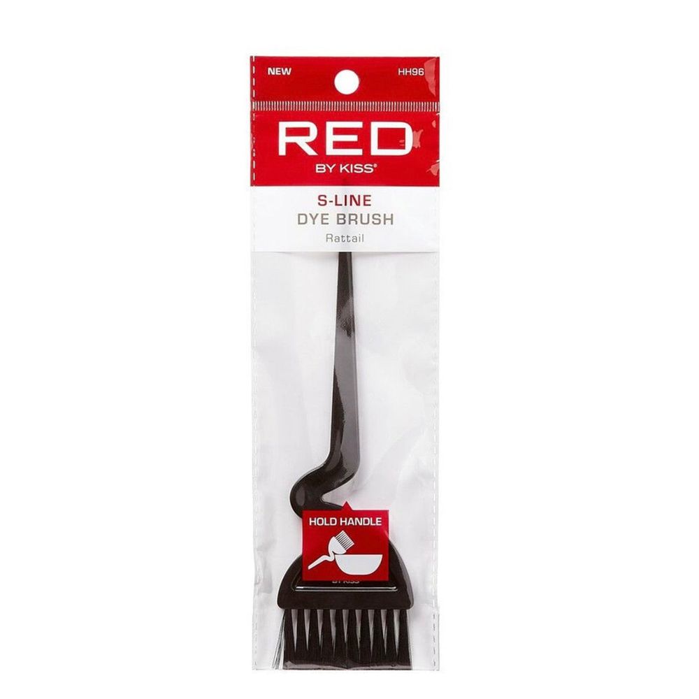 Red by Kiss S - Line Dye Brush with Rat Tail – Smooth Grip & Clean Parting | HH96 | Curved Handle for Comfort & Control - Beauty Exchange Beauty Supply