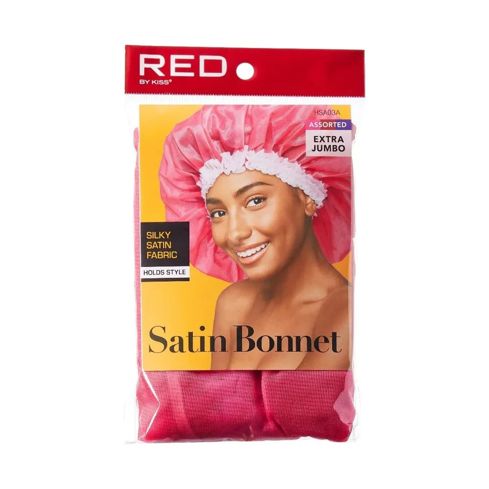 Red by Kiss Satin Bonnet – Assorted Colors | Large, XL & Extra Jumbo | Moisture - Locking Sleep Cap for All Hair Types - Beauty Exchange Beauty Supply