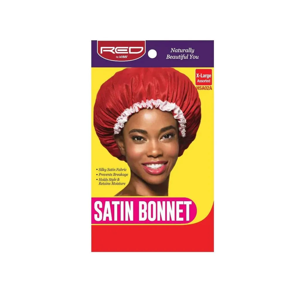 Red by Kiss Satin Bonnet – Assorted Colors | Large, XL & Extra Jumbo | Moisture - Locking Sleep Cap for All Hair Types - Beauty Exchange Beauty Supply
