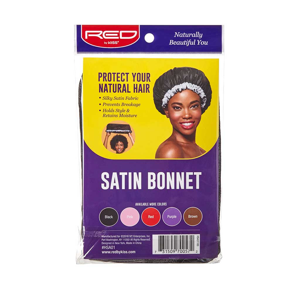 Red by Kiss Satin Bonnet – Black | Large, XL & Extra Jumbo | Frizz - Free Sleep Cap for All Hair Volumes - Beauty Exchange Beauty Supply